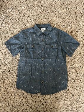 Old Navy Boys Chambray Button Down Shirt Medium 8 Geometric Print